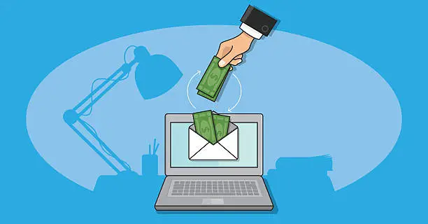 Vector illustration of Online money sending receiving