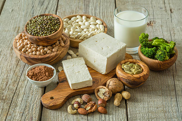 istock Selection vegan protein sources on wood background 612500386
