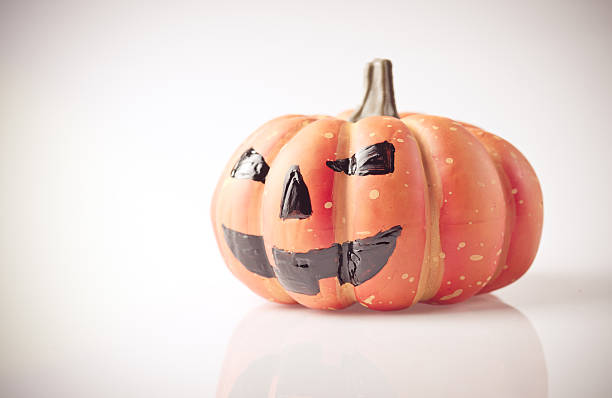 istock Pumpkin with halloween phrases on white background 612500470