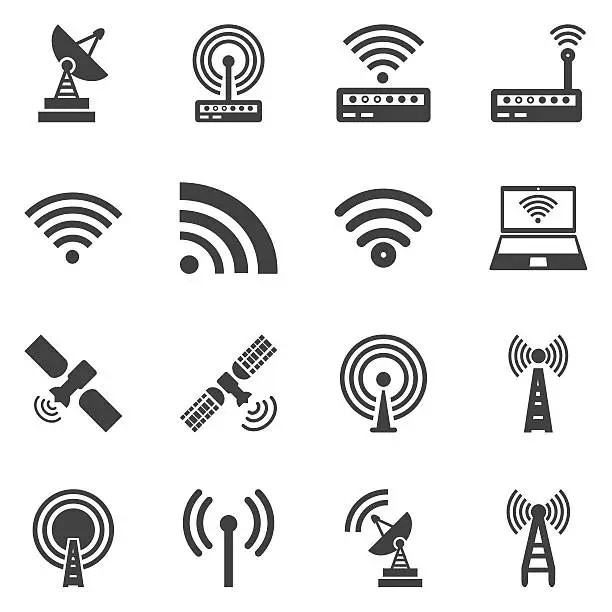 Vector illustration of Vector  wireless icons set