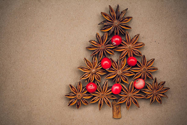 istock Christmas tree made from star anise and cranberry 612502650