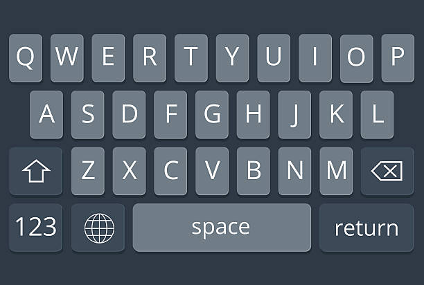 ilustrações de stock, clip art, desenhos animados e ícones de smartphone keyboard vector - alphabet design element text text messaging