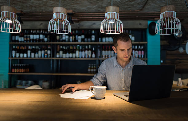 istock Business man working at a restaurant 612505112