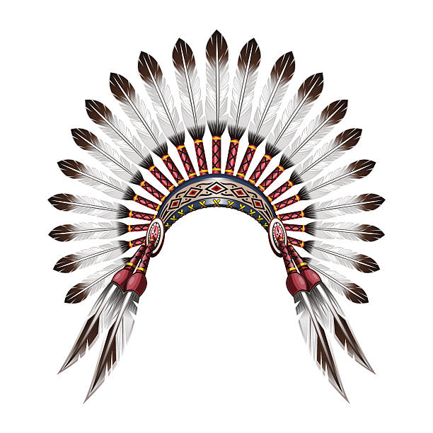 native american indian feder kopfschmuck - kopfschmuck stock-grafiken, -clipart, -cartoons und -symbole