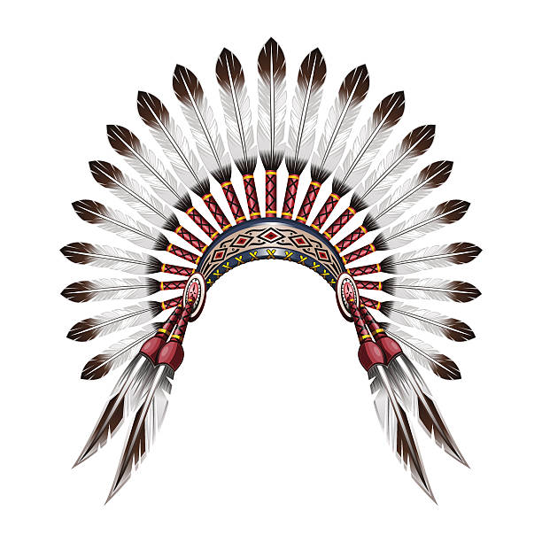 Native American Indian feather headdress Native American Indian headdress. Indian tribal chief headdress with feathers. Feather headdress. Vector colorful illustration isolated on white background headdress stock illustrations
