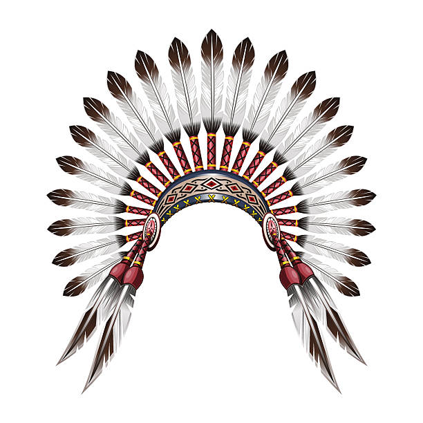 Native American Indian feather headdress Native American Indian headdress. Indian tribal chief headdress with feathers. Feather headdress. Vector colorful illustration isolated on white background indigenous american culture stock illustrations