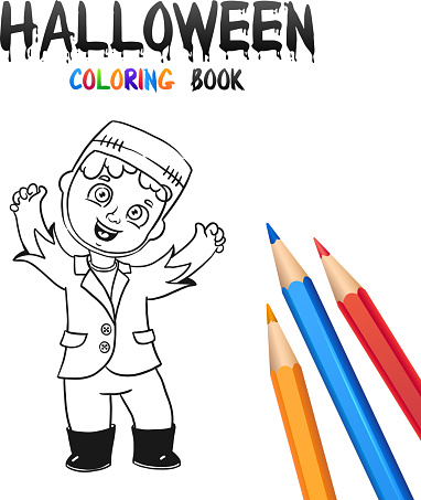 Halloween Coloring Book Cute Baby Cartoon Character Stock Illustration -  Download Image Now - iStock