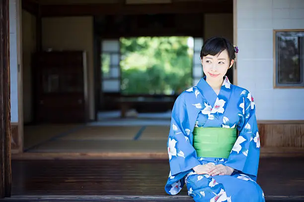 Portrait of a Japanese woman in traditional clothing