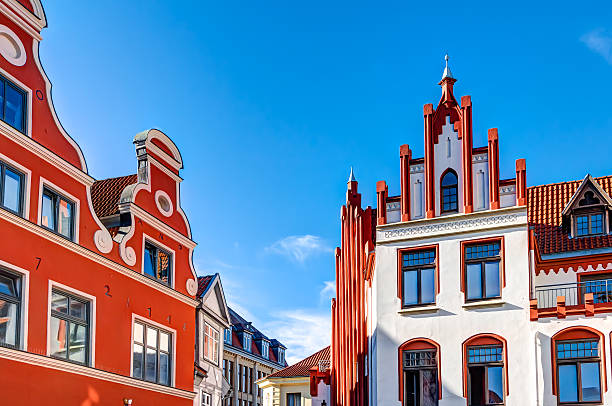 Historic buildings in the Hanseatic city Wismar in Northern Germany on the Baltic Sea
