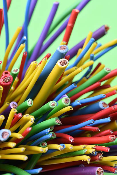 istock Group of colorful electric cables 612512194