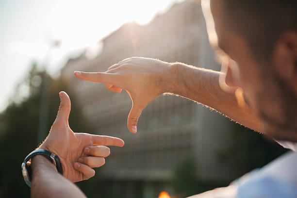 Photo Frame Hands Photo Frame Hands Made By A Young Man Gesturing stock pictures, royalty-free photos & images