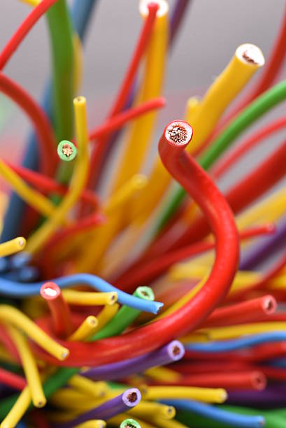 istock Group of colorful electric cables 612512294