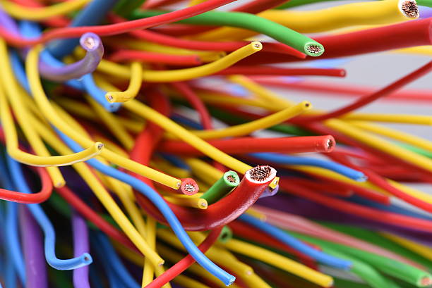 istock Group of colorful electric cables 612512626