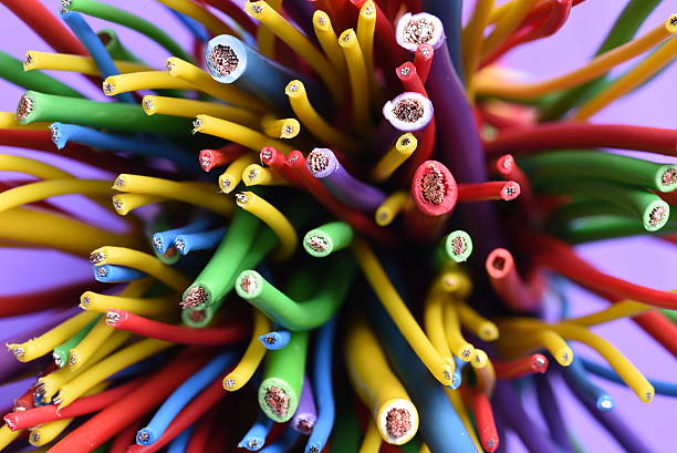 Group of colorful electric cables