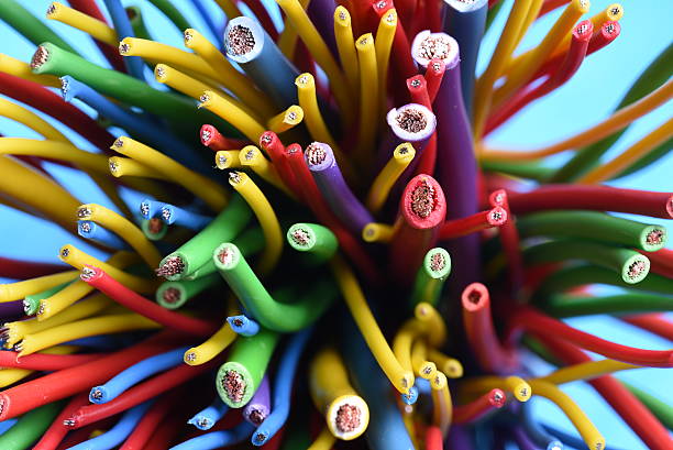 istock Group of colorful electric cables 612513018