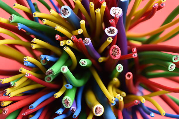 istock Group of colorful electric cables 612513242
