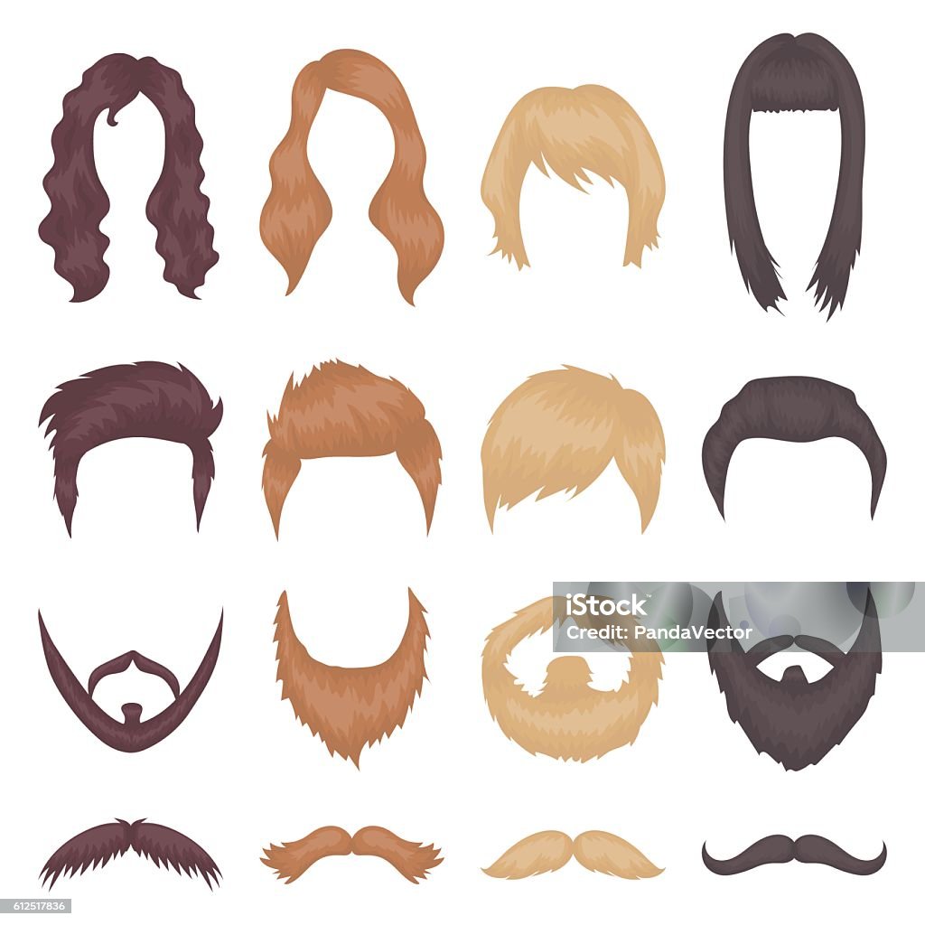 Barbe Vector Barbe Définir Des Icônes Dans Le Style De Dessin Animé Grande ...