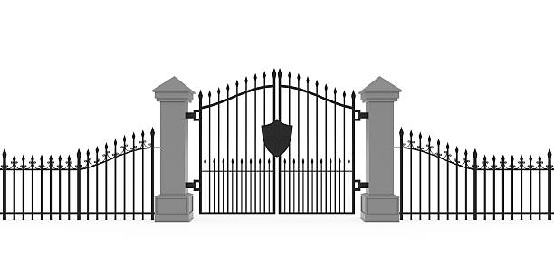 istock Gothic Cemetery Gates Isolated on White Background 3D Illustration 612521548