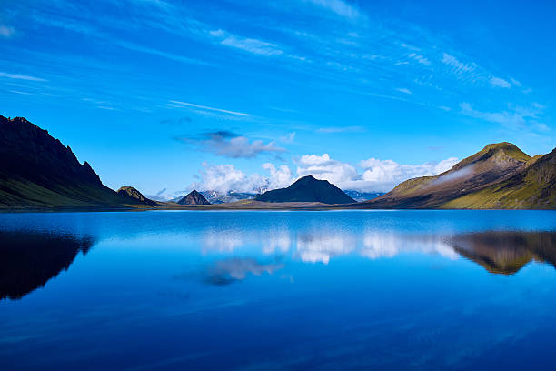 istock Lake coast with mountain reflection, Iceland 612523042