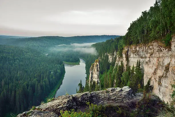 Photo of Beautiful summer landscape in the mountains. Sunrise. Russia, Ural, Usva