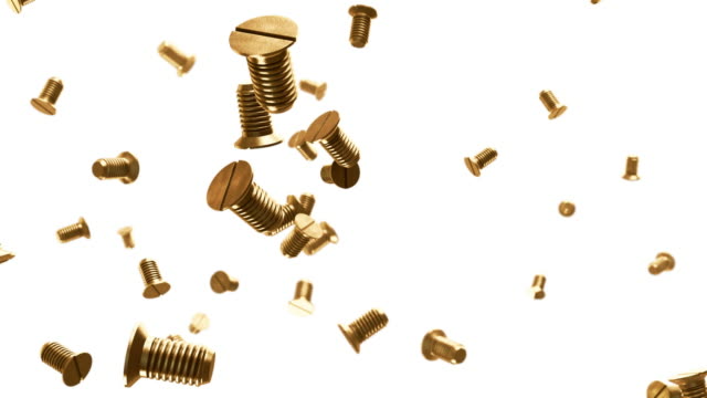 Gold metallic screws flow 3d animation