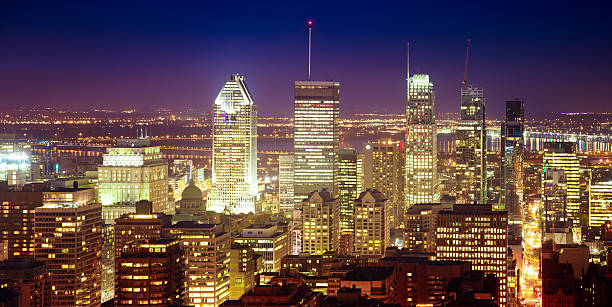 istock Montreal Quebec Canada aerieal panoramic skyline at night 612614742