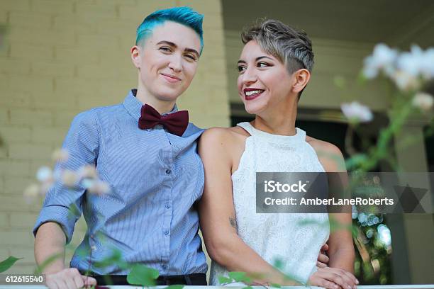 Smiling Couple Stock Photo - Download Image Now - Wedding, Gay Person, Lesbian
