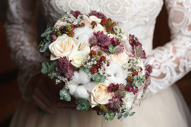 White, ivory and dusty pink bridal bouquet