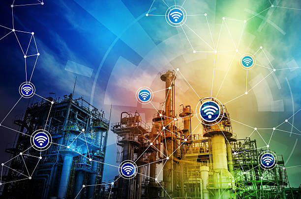 istock modern factory building and wireless communication network 612622124