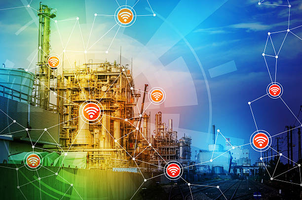 istock modern factory building and wireless communication network 612622152