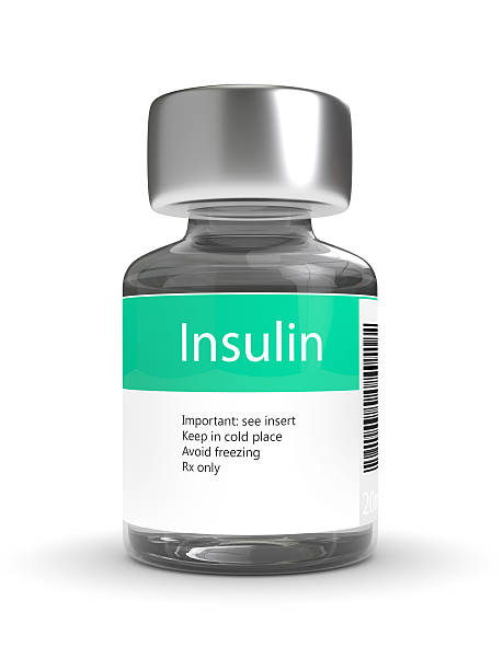 rendu 3d du flacon d’insuline isolé sur blanc - insulin photos et images de collection