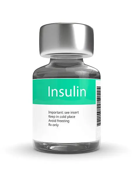 3d rendering of insulin vial isolated over white background