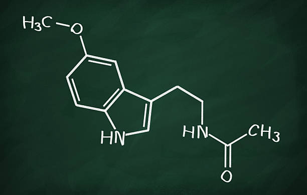 Structural model of Melatonin stock photo