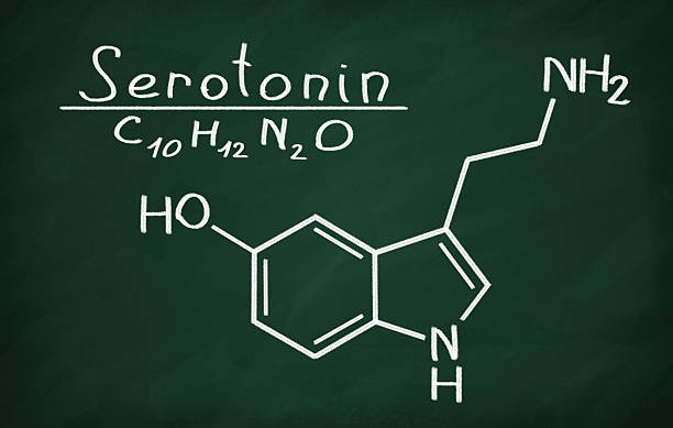 Structural model of Serotonin stock photo