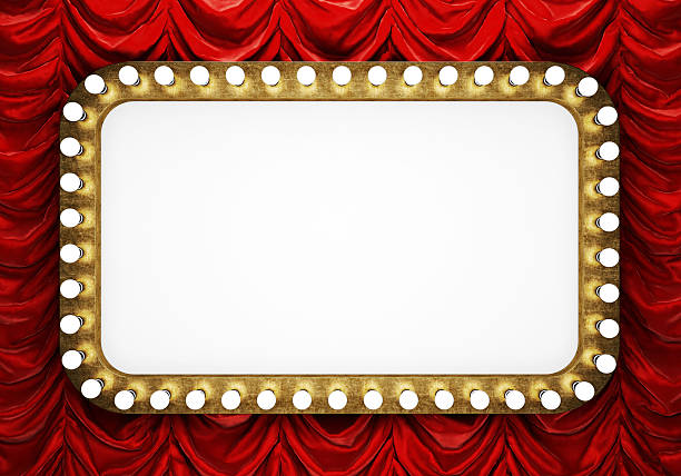 istock Retro cinema banner with red curtain 612627364