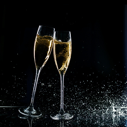 Champagne Glass On Black Background