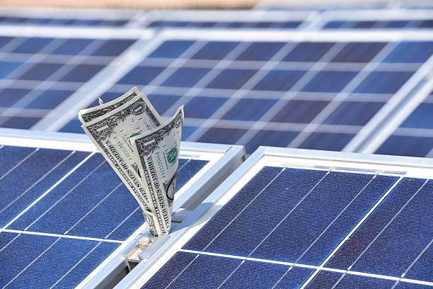 Earnings from solar energy concept stock photo