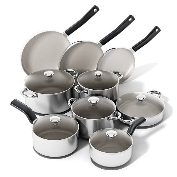 istock Cooking and frying pans set isolated on white. 612630014