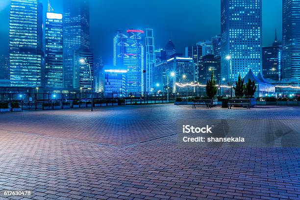 Hong Kong Night Scene Stock Photo - Download Image Now - City, Night, Street