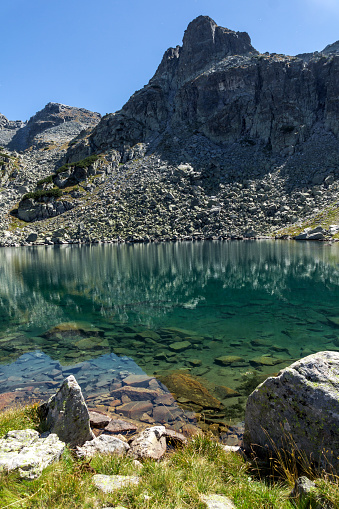 Rocky peak and Lake, Rila Mountain, Bulgaria