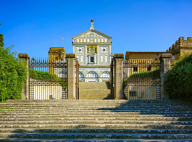 Basilica San Miniato al Monte Florence or Florence, church in Basilica San Miniato al Monte in Florence or Firenze, church in Tuscany Italy Europe bell tower tower stock pictures, royalty-free photos & images