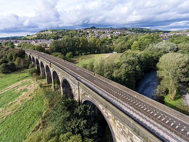 istock View from high angle: railway over the bridge, Derbyshire, England 612637884