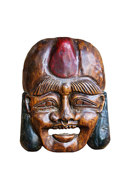 istock Wooden mask isolated on white 612641732