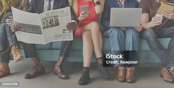 African Descent Colleagues Sofa Friends Concept Stock Photo - Download Image Now - Newspaper, Internet, Technology