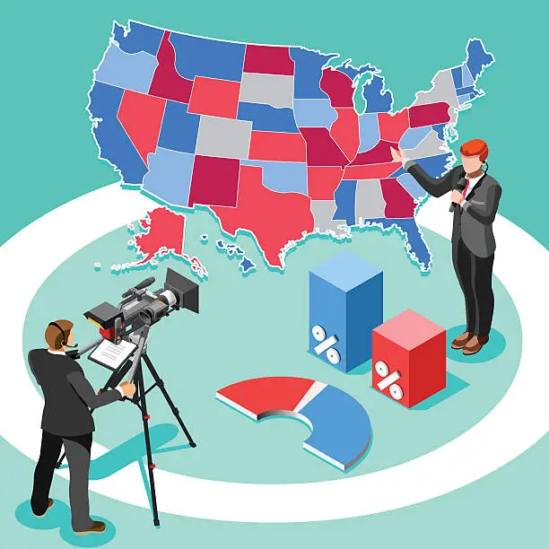 Vector illustration of Election News Infographic Spokesman Vector Isometric People
