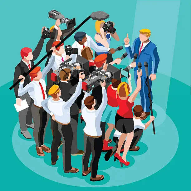Vector illustration of Election News Infographic Tribune Vector Isometric People