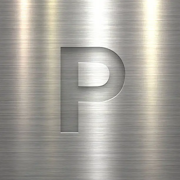 Vector illustration of Alphabet P Design - Letter on Metal Texture Background
