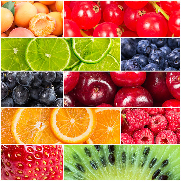 istock Collage with fresh fruits and berries 612645398