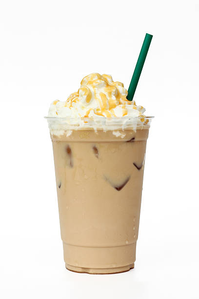 istock Iced coffee cafe latte with cream and caramel 612646182