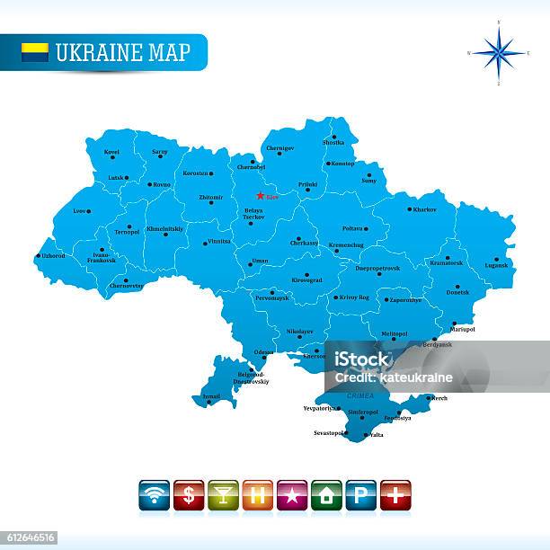 Ukraine Vector Map Stock Illustration - Download Image Now - Ukraine, Kyiv, Cartographer